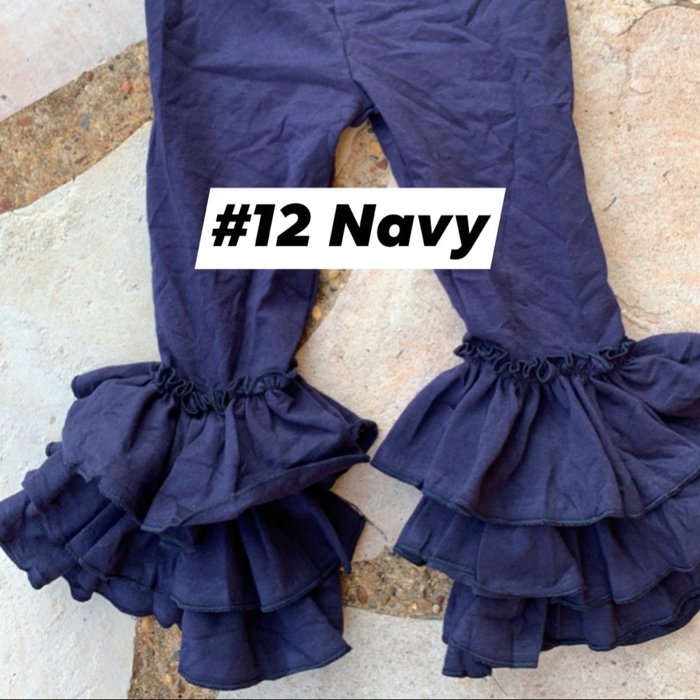 #12 Navy Boutique Girls Triple Ruffle Bell Pants